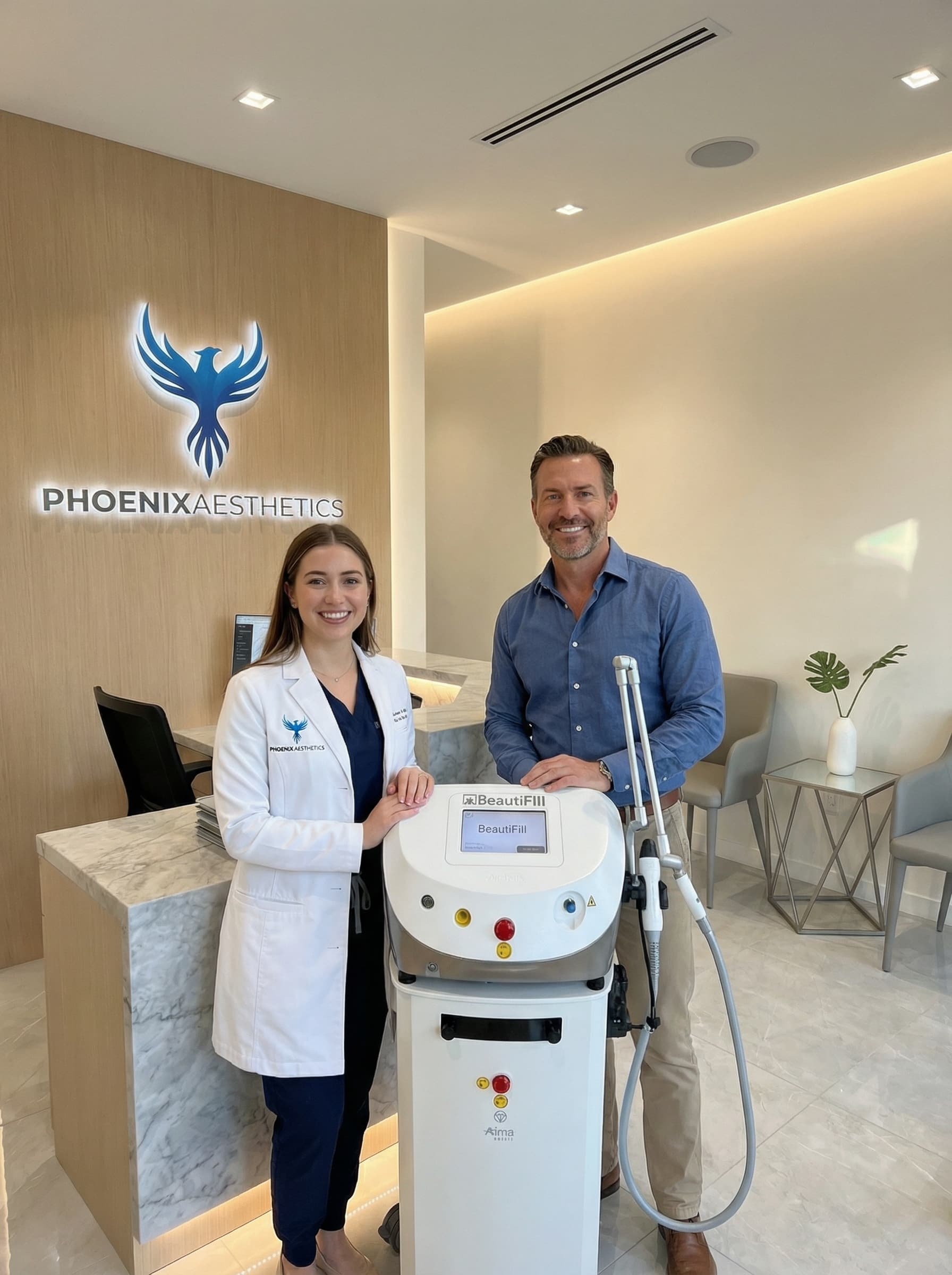 Happy customer with BeautiFill laser equipment